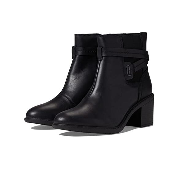 NWT Clarks Women's Scene Star Mid Calf Boot, Black Leather-SZ 6 - Picture 1 of 3